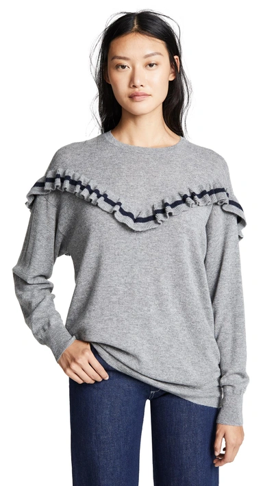 Autumn Cashmere Oversize Cashmere Sweater In Cement/navy