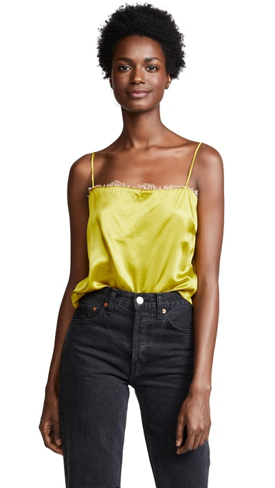 Fleur Du Mal Lace Trim Yellow Cami In Chartreuse