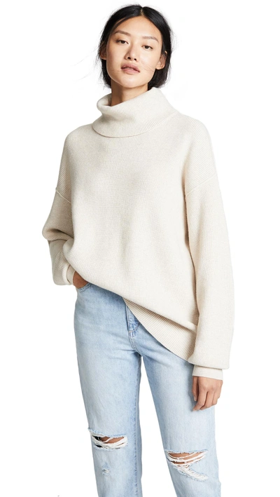 Free People Softly Structured Tunic Sweater In Oatmeal Heather