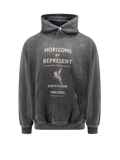 Represent Cotton Sweatshirt With Frontal Print In Grey