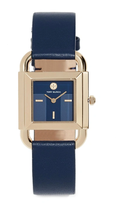 Tory Burch The Phipps Watch, 29mm In Navy/gold/navy