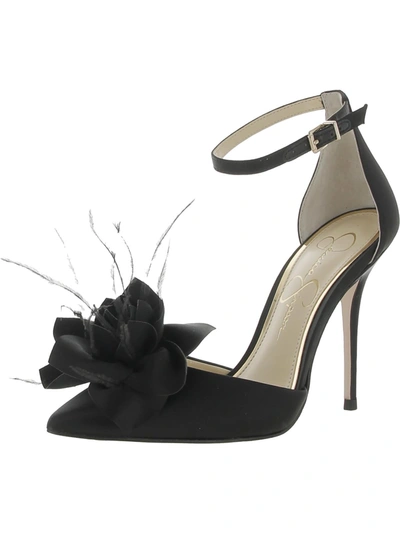 Jessica Simpson Winlyn Womens Dressy Pointed Toe Ankle Strap In Black