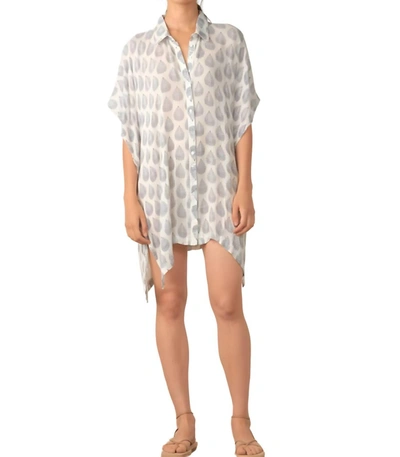 Elan Long Blouse Dress In White/navy In Multi