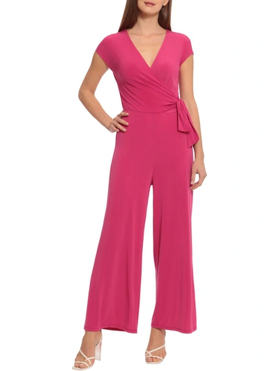 Maggy London Womens Surplice Wide Leg Jumpsuit In Multi