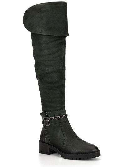Vintage Foundry Co Alice Womens Pull On Zipper Over-the-knee Boots In Black