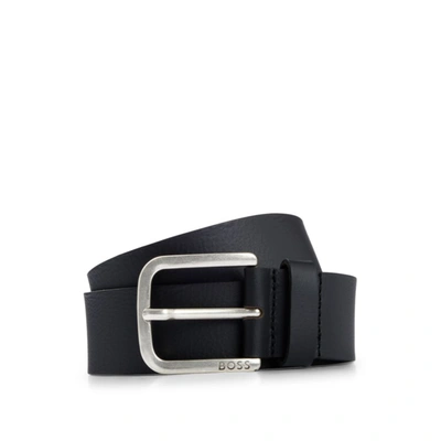 Hugo Boss Buffalo-leather Belt With Branded Pin Buckle In Black