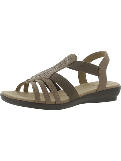 National Comfort Womens Faux Leather Embellished Slingback Sandals In Gold