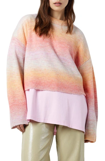 Noisy May Ombré Mock Neck Sweater In Safari Detail Ombre