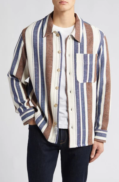 Apc Stefan Oversize Stripe Button-up Overshirt In Blue