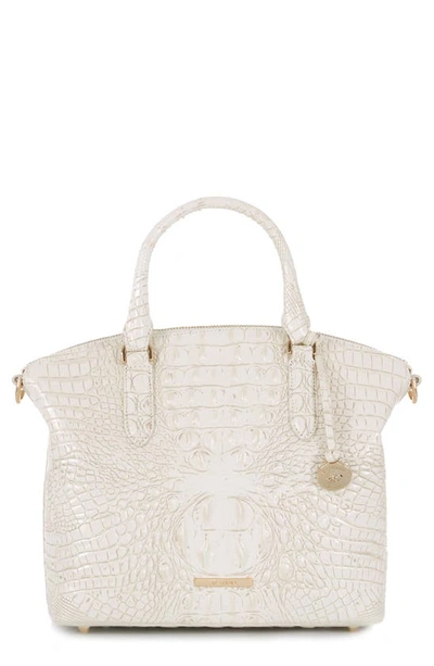 Brahmin Duxbury Croc Embossed Leather Satchel In Coconut Milk