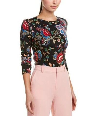 Alice And Olivia Woman Delaina Cropped Floral-print Stretch-jersey Top Black
