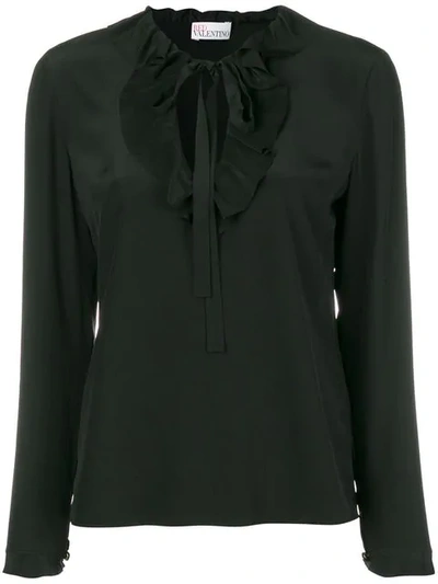 Red Valentino Bow Neck Blouse In Black