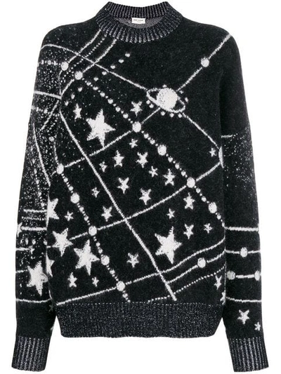 Saint Laurent Lurex Constellation Sweater In Nero