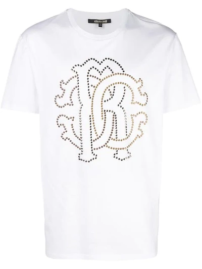 Roberto Cavalli Studded Logo T In White