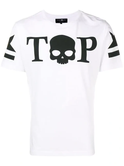 Hydrogen Top Skull Logo Printed T In White