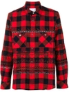 Sacai Plaid Aztec Detailed Shirt In Red