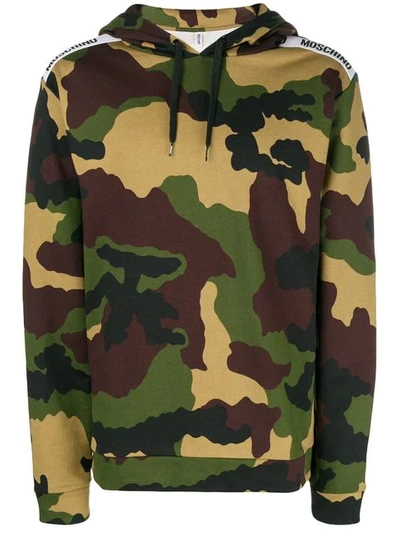 Moschino Camouflage-print Cotton-jersey Hoody In Green