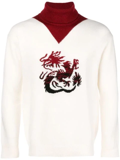 Kenzo High Neck Knit Sweater In White