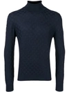 Tagliatore Roll Neck Fitted Jumper In Blue