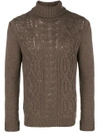 Tagliatore Todd Cable Knit Jumper In Brown