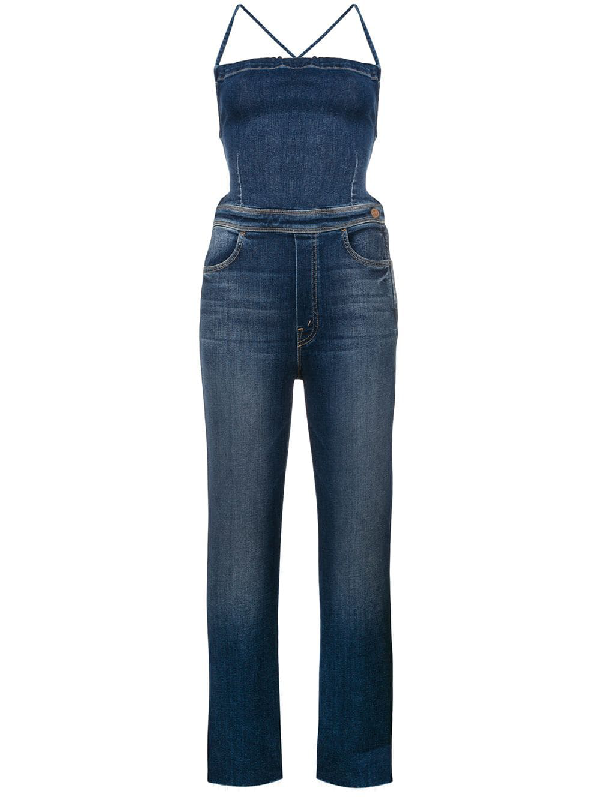 tie back denim jumpsuit