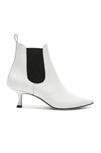 Manolo Blahnik Leather Chelsa 50 Boots In White.