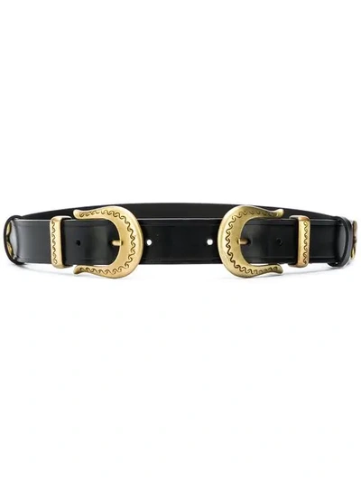 Alberta Ferretti Double Buckle Belt In Black