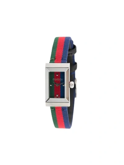 Gucci Striped Analog Watch In Red