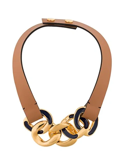 Marni Curb Chain Choker Necklace - Brown