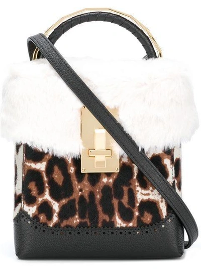 The Volon Leopard Mini Box Bag In Brown