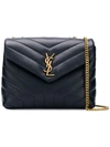 Saint Laurent Monogram Quilted Shoulder Bag In Blue