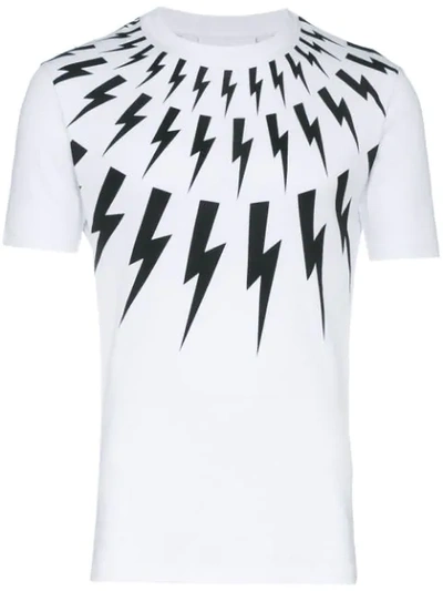 Neil Barrett White Multi Lightning Bolt Logo T-shirt