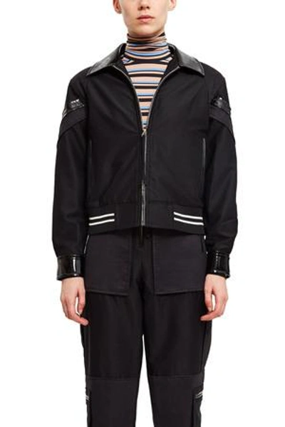 Opening Ceremony Patchwork Vinyl-trimmed Mesh And Crepe Bomber Jacket In Black