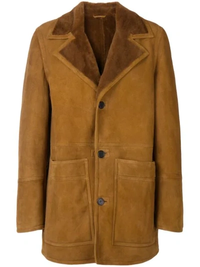 Ami Alexandre Mattiussi Ami - Patch Pocket Shearling Jacket - Mens - Camel In Brown
