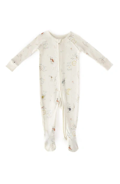 Pehr Babies' Fitted Organic Cotton One-piece Footie Pyjamas In Beige