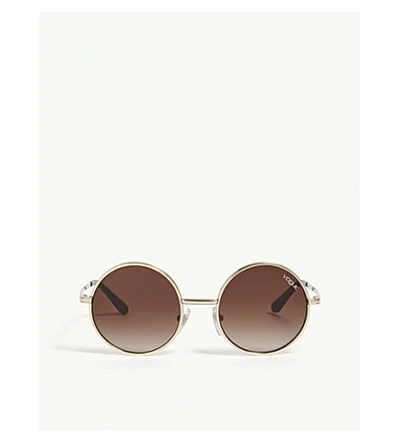 Vogue Gigi Hadid Vo4085s Round-frame Sunglasses In Pale Gold