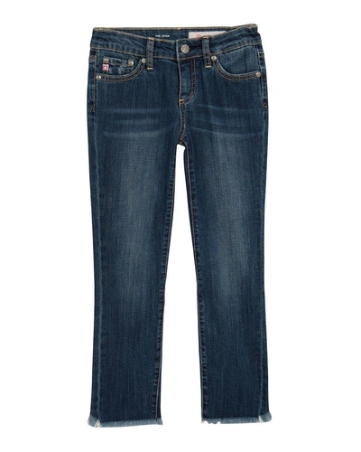Ag Girls' Jessa Fringe-trim Skinny Jeans In Blue