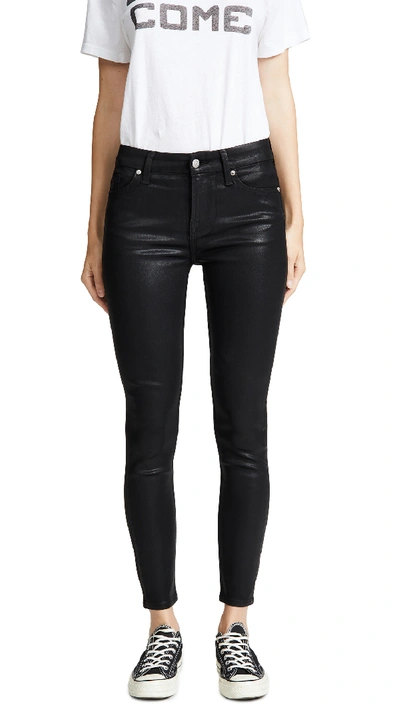7 For All Mankind The B(air) Coated Ankle Skinny Jeans In Black