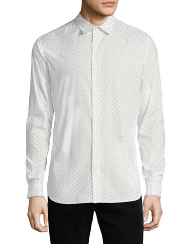 Vince Men's Button-front Long-sleeve Sphere-print Cotton Shirt In Whiteshirting Blu