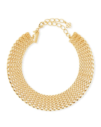 Oscar De La Renta Linked Chain Choker Necklace In Gold