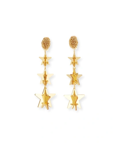 Oscar De La Renta Falling Stars Clip-on Drop Earrings In Gold