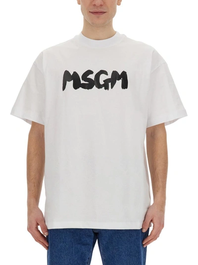 Msgm T-shirt With Logo In White