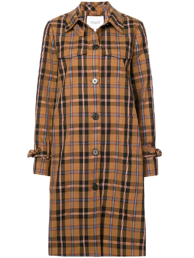 Derek Lam 10 Crosby Plaid Button-front Long Coat In Yellow