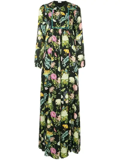 Vilshenko Floral And Butterfly Gown In Multicolour