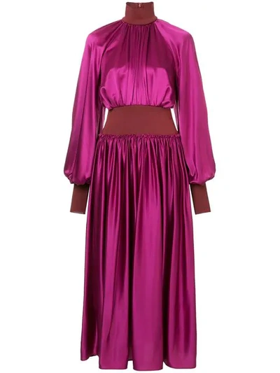 Roksanda Contrast Panel Gathered Gown In Pink