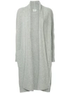 Le Kasha Ribbed Open Front Cardigan In Grey