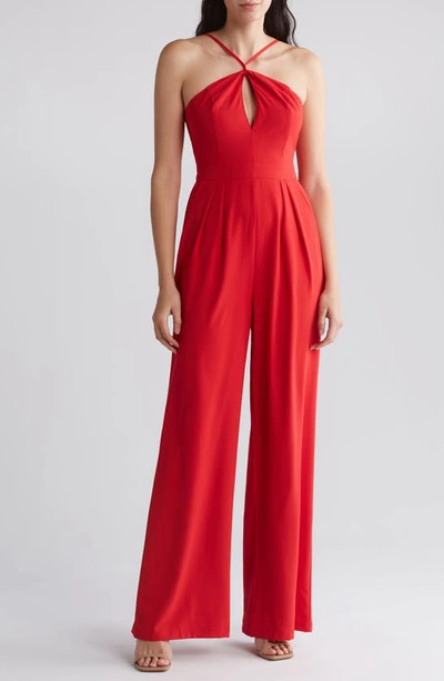 Vici Collection Gigi Halter Jumpsuit In Red