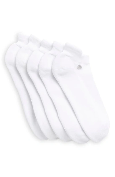 Z By Zella 5-pack Back Tab Athletic Ankle Socks In White