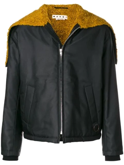 Marni Satin Bomber Jacket In Black