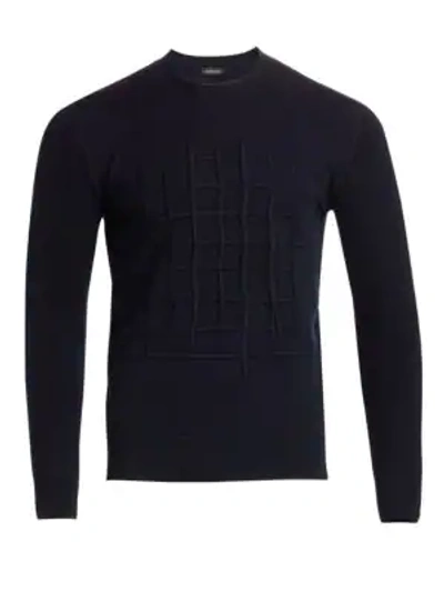 Z Zegna French Terry Embroidered Sweater In Navy